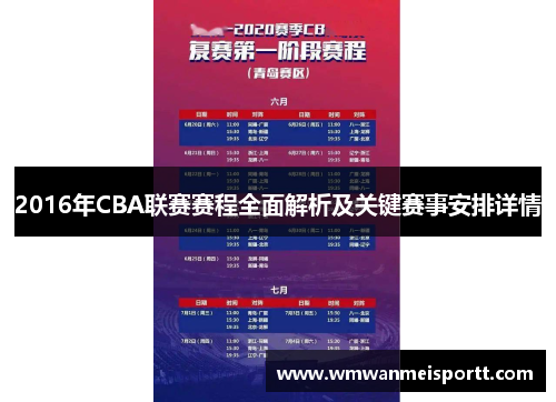 2016年CBA联赛赛程全面解析及关键赛事安排详情